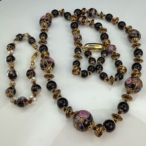 VWedding Cake Beads Necklace, Murano Italy, Venice glass Art